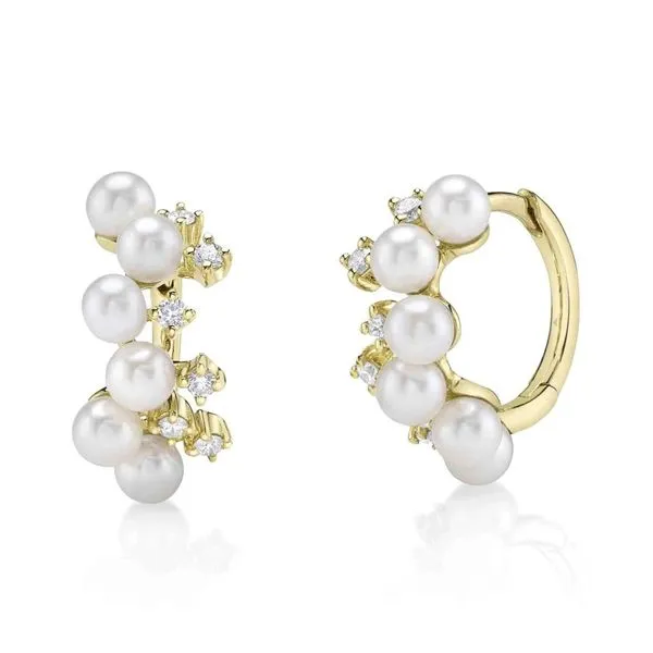 14K Yellow Gold Huggie Pearl Earrings Moore Jewelers Laredo, TX