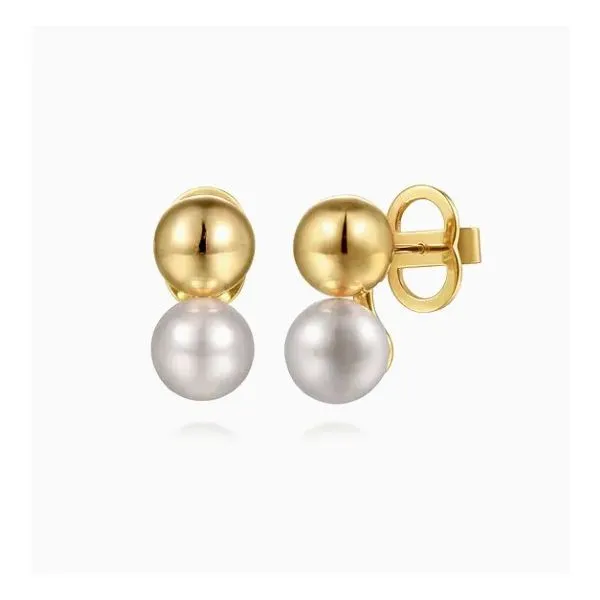 14K Yellow Gold Bujukan Cultured Pearl Stud Earrings Moore Jewelers Laredo, TX
