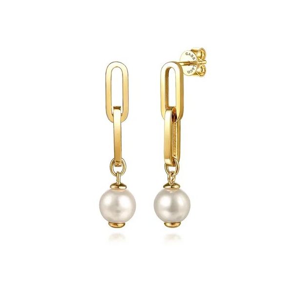 14K Yellow Gold Pearl Drop Earrings Moore Jewelers Laredo, TX