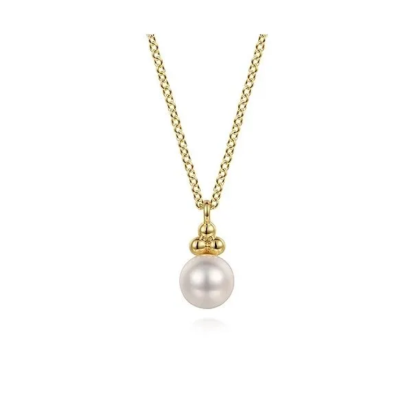 14K Yellow Gold Pearl Drop Necklace Moore Jewelers Laredo, TX