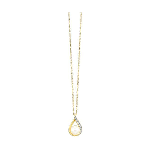 14K Yellow Gold Pearl Diamond Necklace Moore Jewelers Laredo, TX