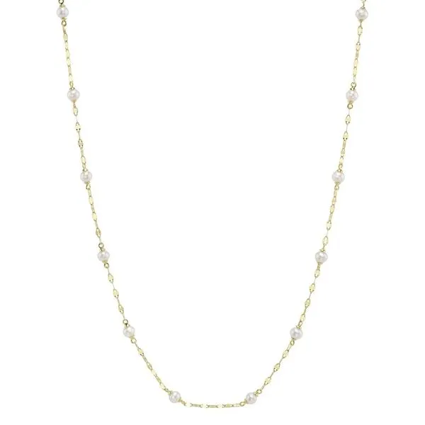 14K Yellow Gold Pearl Station Necklace Moore Jewelers Laredo, TX