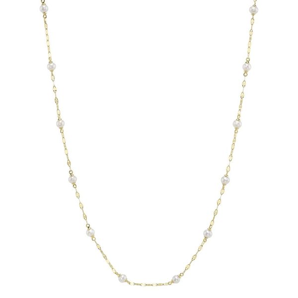14K Yellow Gold Pearl Station Necklace Moore Jewelers Laredo, TX