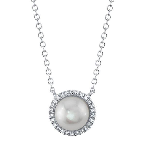 14K White Gold Diamond Pearl Necklace Moore Jewelers Laredo, TX