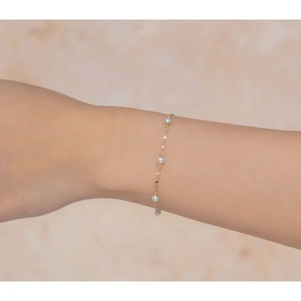 14K White Gold Pearl Station Bracelet Image 2 Moore Jewelers Laredo, TX