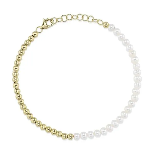14K Yellow Gold Beaded Bracelet Cultured Pearls Moore Jewelers Laredo, TX
