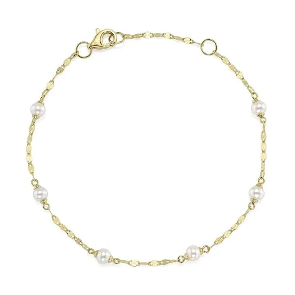 14K Yellow Gold Pearl Station Bracelet Moore Jewelers Laredo, TX