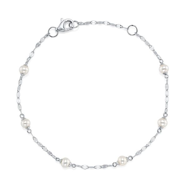 14K White Gold Pearl Station Bracelet Moore Jewelers Laredo, TX