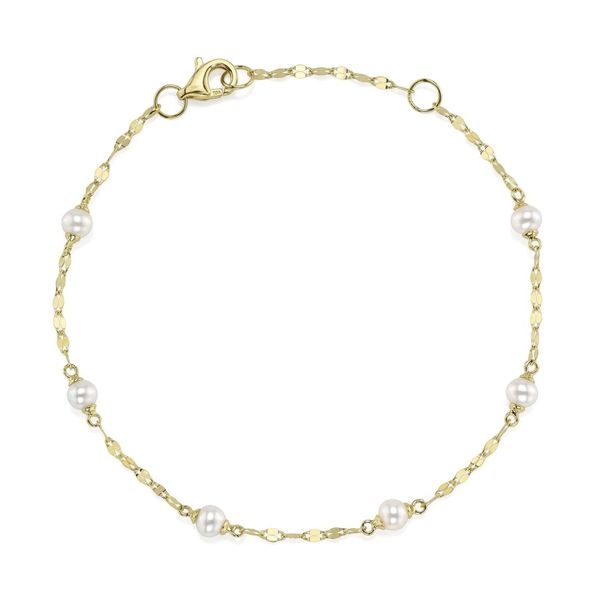 14K Yellow Gold Pearl Station Bracelet Moore Jewelers Laredo, TX