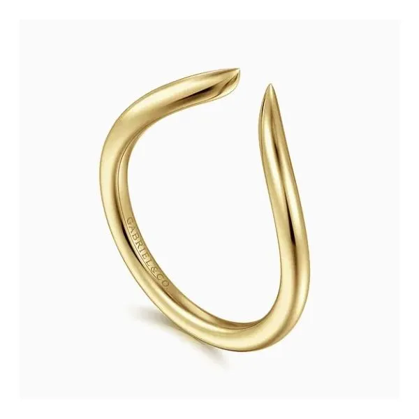 14K Yellow Gold Curved Open Wedding Band Image 2 Moore Jewelers Laredo, TX