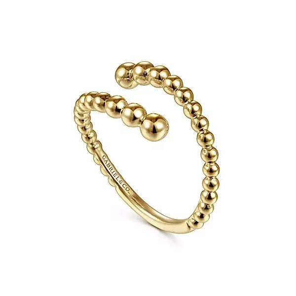 14K Yellow Gold Bujukan Beaded Bypass Fashion Ring, Size 6.5 Image 2 Moore Jewelers Laredo, TX
