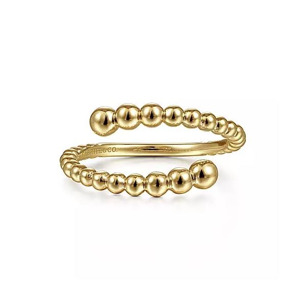 14K Yellow Gold Bujukan Beaded Bypass Fashion Ring, Size 6.5 Moore Jewelers Laredo, TX