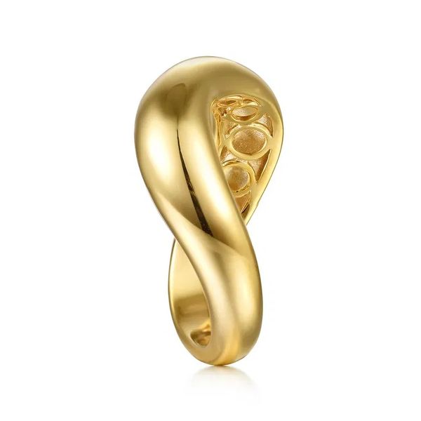 14K Gold Wave Stackable Polished Ring Image 2 Moore Jewelers Laredo, TX