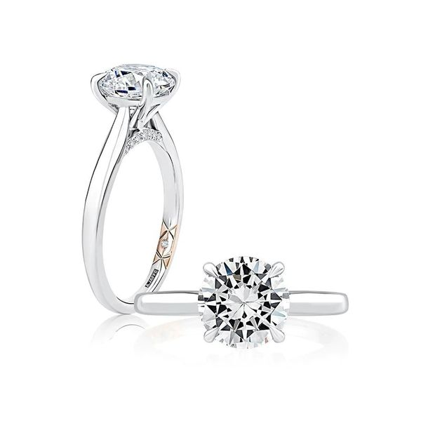 18K Two Tone White and Rose Gold Diamond Semi-Mount Ring Moore Jewelers Laredo, TX