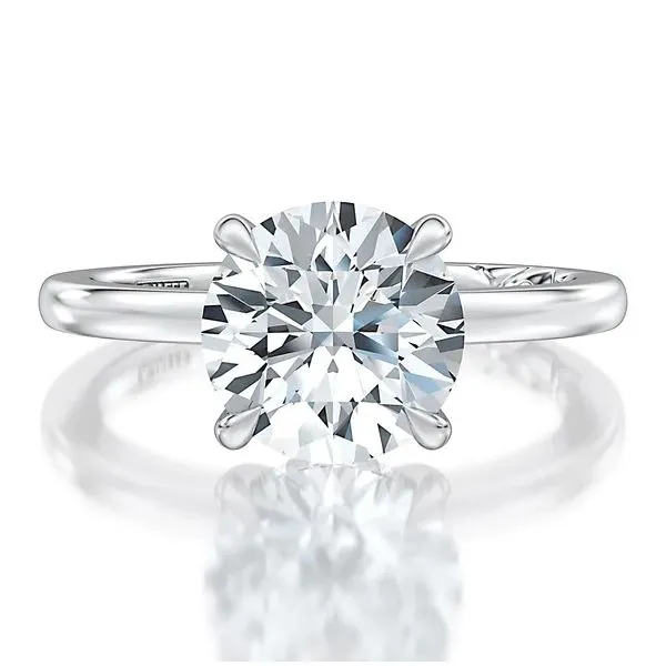 18K White Gold Hidden Halo Solitaire Mounting Moore Jewelers Laredo, TX
