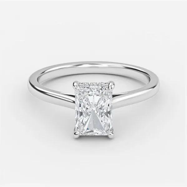 18K White Gold Hidden Halo Diamond Solitaire Mounting Moore Jewelers Laredo, TX