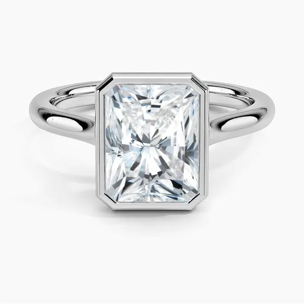 14K White Gold Radiant Bezel Solitaire Mounting Moore Jewelers Laredo, TX