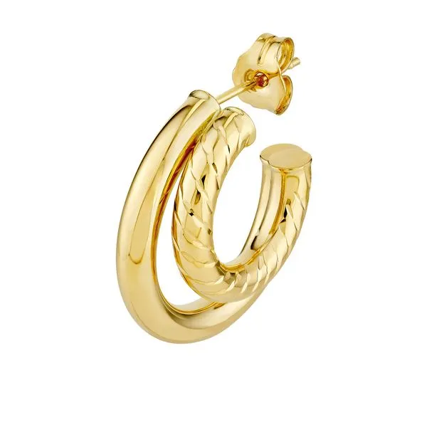 14K Yellow Gold Small Double J-Hoop Earrings Image 2 Moore Jewelers Laredo, TX