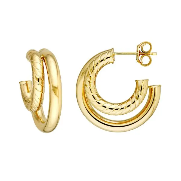14K Yellow Gold Small Double J-Hoop Earrings Moore Jewelers Laredo, TX