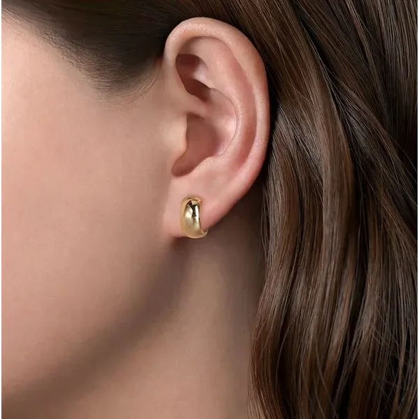 14K Yellow Gold Polished Huggie Earrings Image 2 Moore Jewelers Laredo, TX