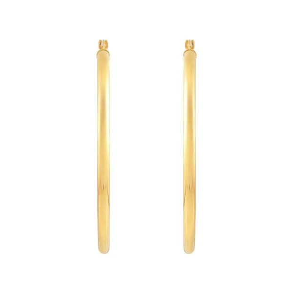 14K Yellow Gold Polished Round Tube Large  Hoop Earrings Image 2 Moore Jewelers Laredo, TX
