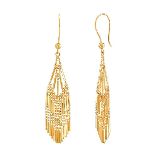 14K Yellow Gold Fringe Beaded Dangle Earrings Image 2 Moore Jewelers Laredo, TX