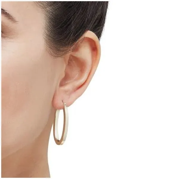 14K Yellow Gold Polished Square Tube Small Oval Hoop Earrings Image 3 Moore Jewelers Laredo, TX