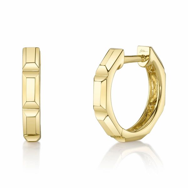 14K Yellow Gold Geo Cut Huggie Earrings Moore Jewelers Laredo, TX