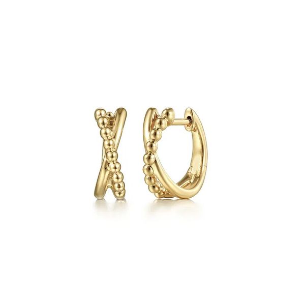 14K Gold Crossover Bujukan Huggie Earrings Moore Jewelers Laredo, TX
