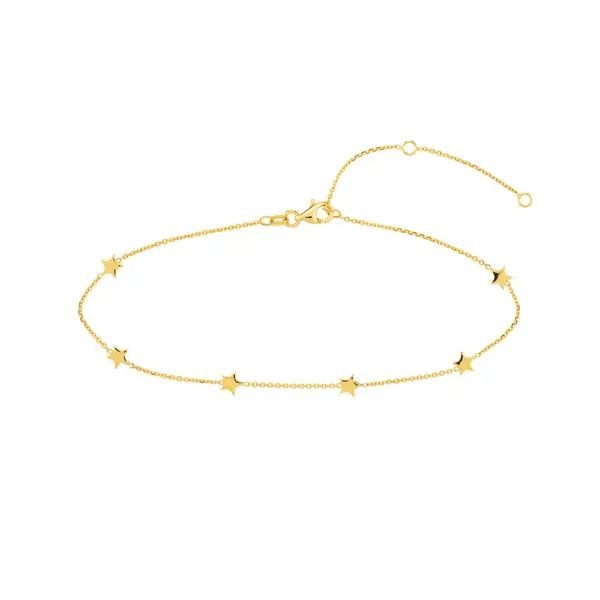 14K Yellow Gold Mini Star Anklet Moore Jewelers Laredo, TX