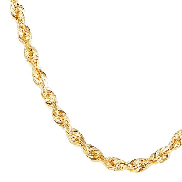 14K Yellow Gold Diamond Cut Solid Rope Chain, 18in. Image 2 Moore Jewelers Laredo, TX