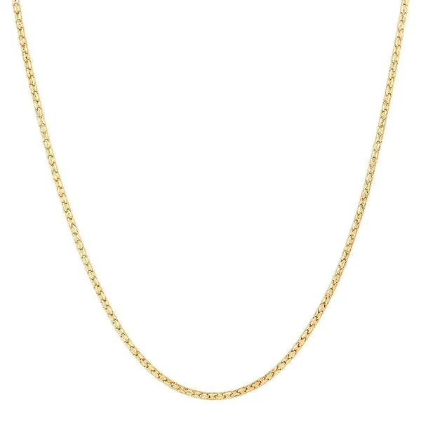 14K Yellow Gold Diamond Cut Solid Cage Chain, 18in. Moore Jewelers Laredo, TX