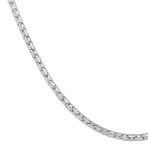 14K White Gold Diamond Cut Solid Cage Chain, 18in. Image 3 Moore Jewelers Laredo, TX