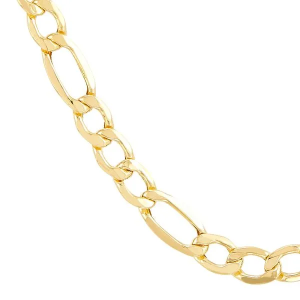 14K Yellow Gold Hollow Figaro Chain, 22in. Image 3 Moore Jewelers Laredo, TX