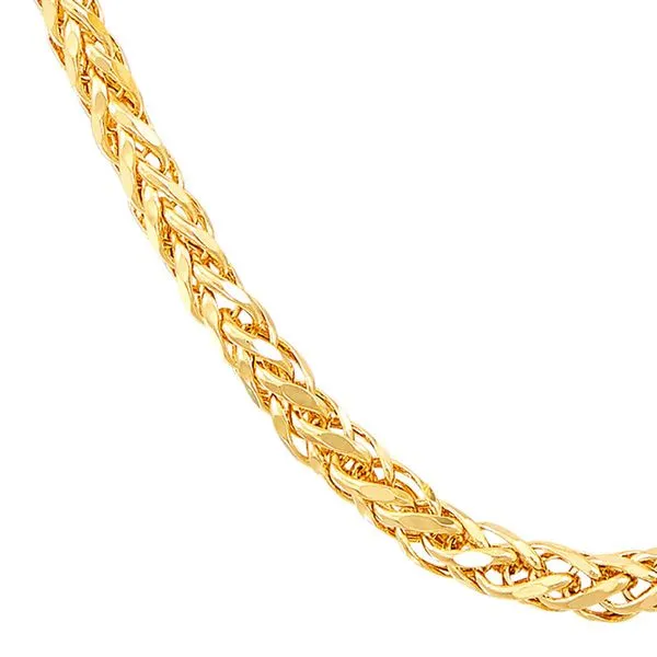 14K Yellow Gold Hollow Spiga Wheat Chain, 22in. Image 3 Moore Jewelers Laredo, TX