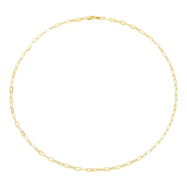 14K Yellow Gold Hollow Flat Paper Clip Cable Chain, 18in. Image 2 Moore Jewelers Laredo, TX
