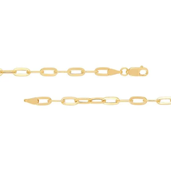 14K Yellow Gold Hollow Flat Paper Clip Cable Chain, 18in. Image 3 Moore Jewelers Laredo, TX