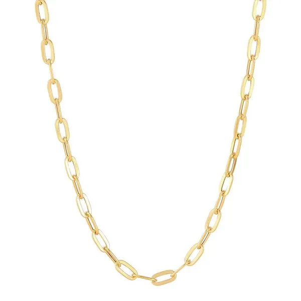 14K Yellow Gold Hollow Flat Paper Clip Cable Chain, 18in. Moore Jewelers Laredo, TX