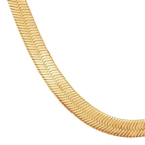 14K Yellow Gold Solid Herringbone Chain, 18in Image 2 Moore Jewelers Laredo, TX