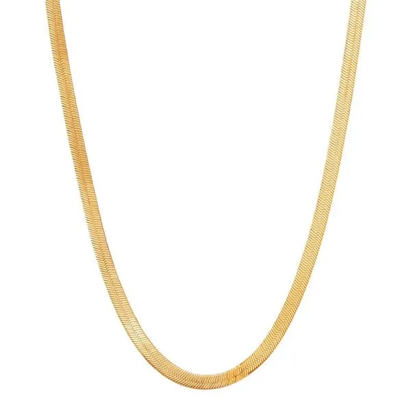 14K Yellow Gold Solid Herringbone Chain, 18in Moore Jewelers Laredo, TX