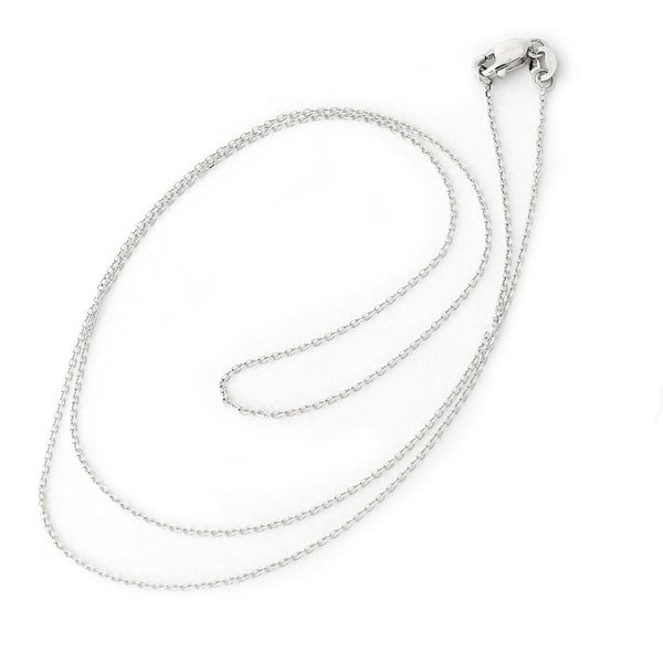 14K White Gold Diamond Cut Cable Link Chain, 16in. Moore Jewelers Laredo, TX