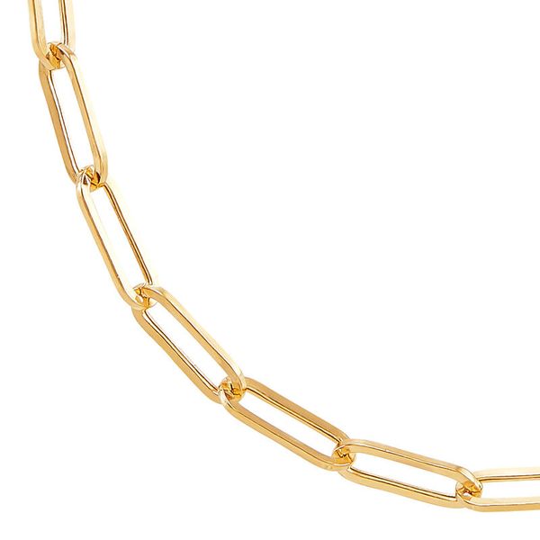 14K Yellow Gold Paper Clip Cable Chain, 20in. Image 2 Moore Jewelers Laredo, TX
