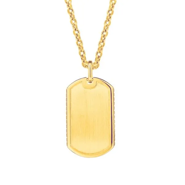 14K Yellow Gold Satin Finish Dog Tag Pendant Necklace Moore Jewelers Laredo, TX