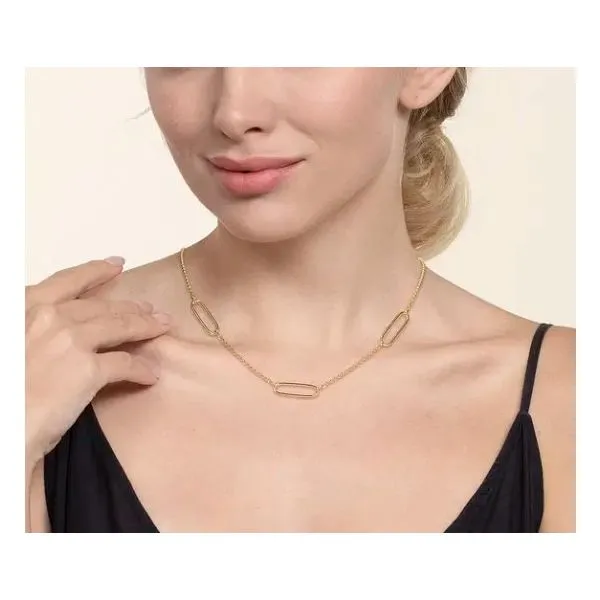 14K Yellow Gold Bujukan Bead Link Station Necklace Image 3 Moore Jewelers Laredo, TX