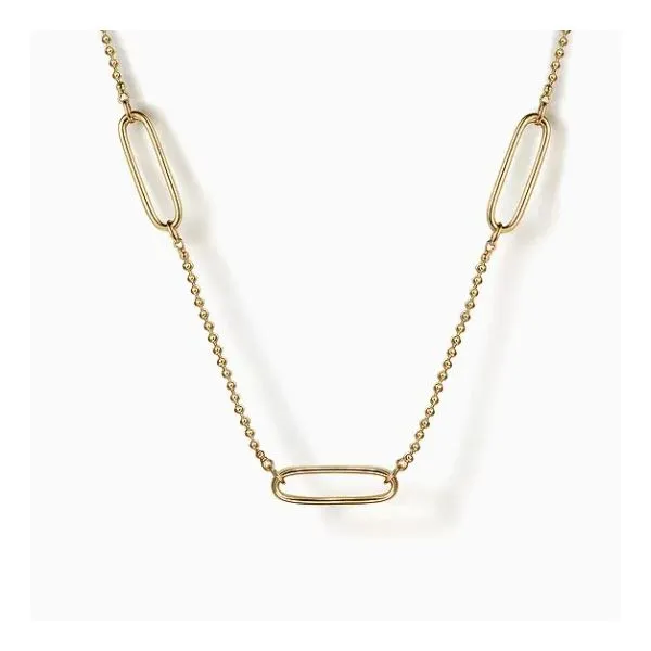 14K Yellow Gold Bujukan Bead Link Station Necklace Moore Jewelers Laredo, TX