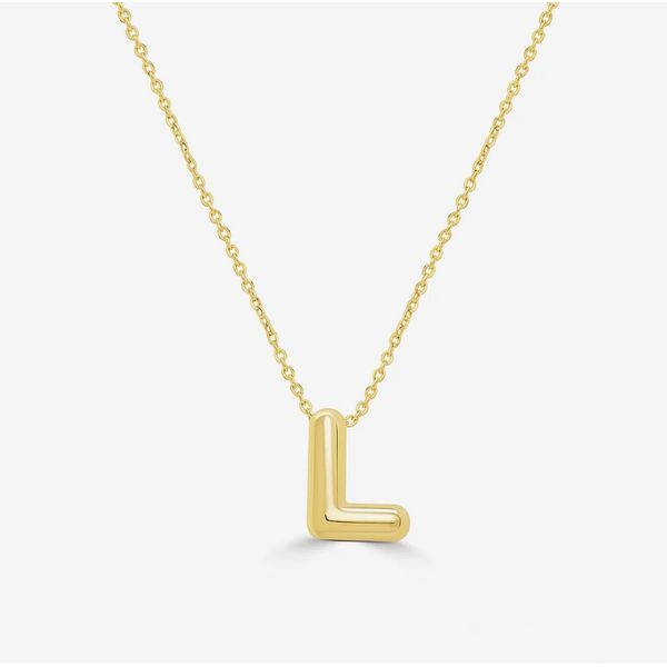 14K Yellow Gold Bubble Initial Necklace Moore Jewelers Laredo, TX