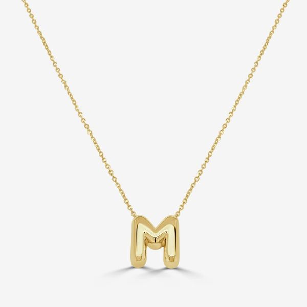 14K Yellow Gold Bubble Initial Necklace Moore Jewelers Laredo, TX