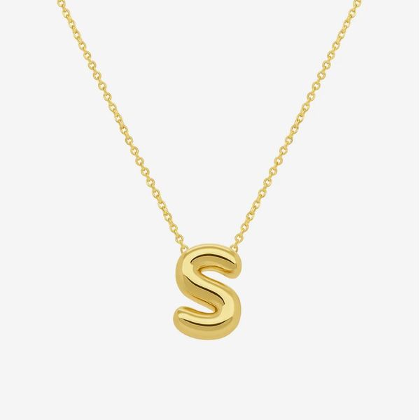 14K Yellow Gold Bubble Initial Necklace Moore Jewelers Laredo, TX