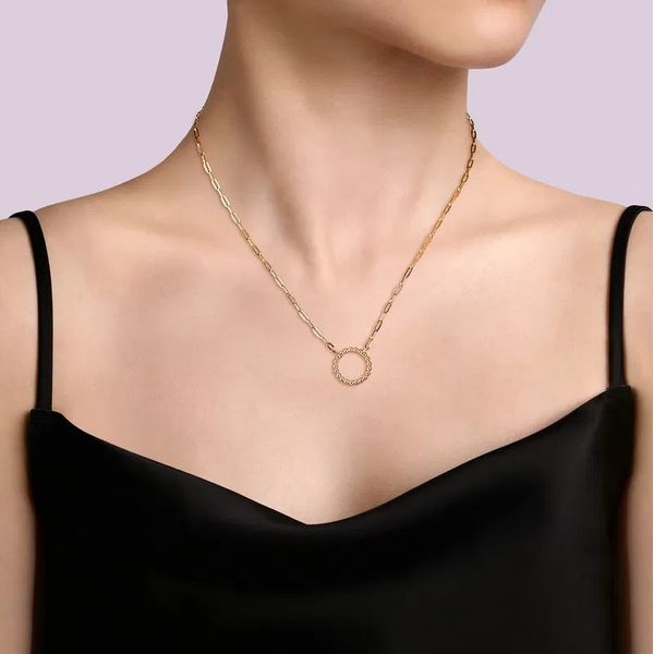 14K Gold Paper Clip Chain Necklace Image 2 Moore Jewelers Laredo, TX