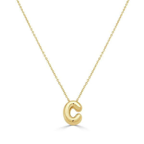 14K Yellow Gold Bubble Initial Necklace Moore Jewelers Laredo, TX